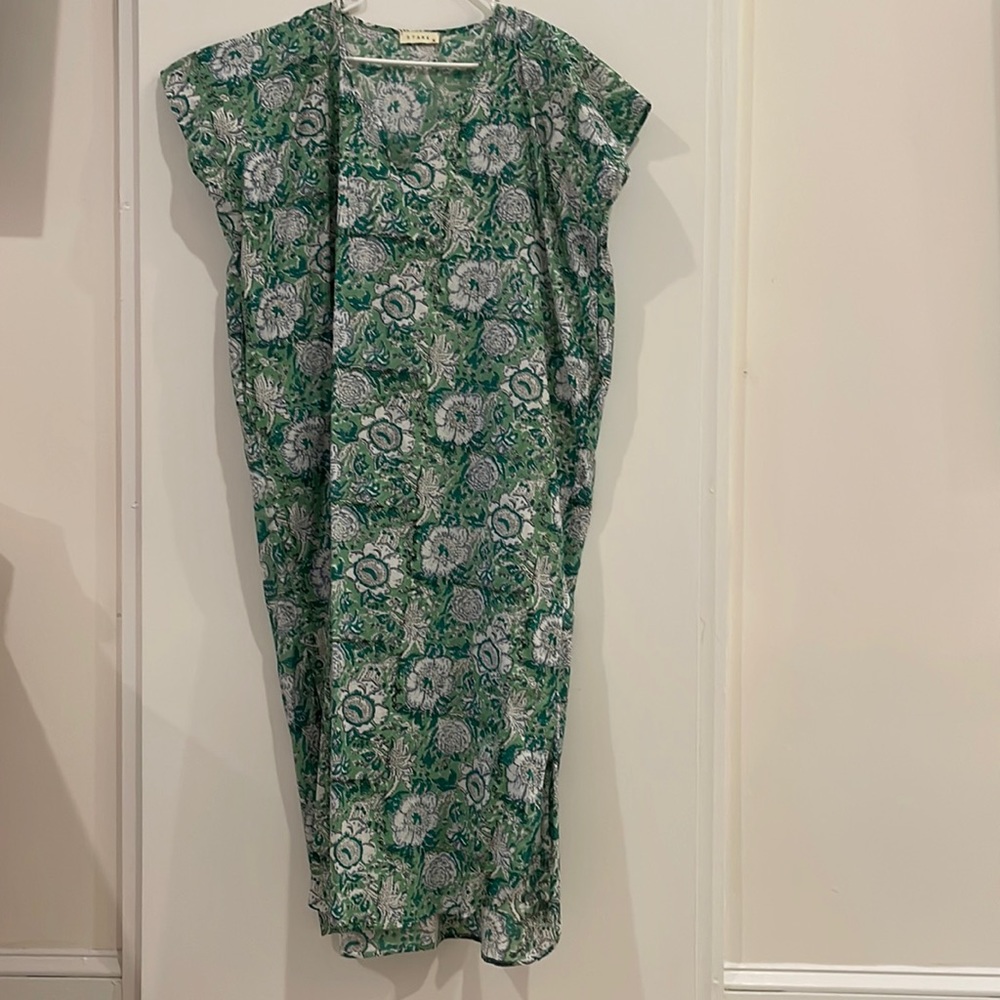 Green Floral Print Maxi Caftan
